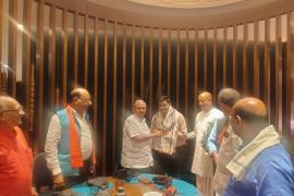 MLA Amar Agrawal, Sahakar Bharati's Chhattisgarh General Secretary Kaniram, Apex Bank Chairman Kedar Nath Gupta, Saurabh Sharma and KN Kande, Raipur, Chhattisgarh, Khabargali