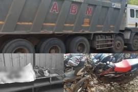 A high-speed truck crushed bike riders on the Abhanpur-Rajim road, killing three on the spot. Hindi News latest News khabargali 