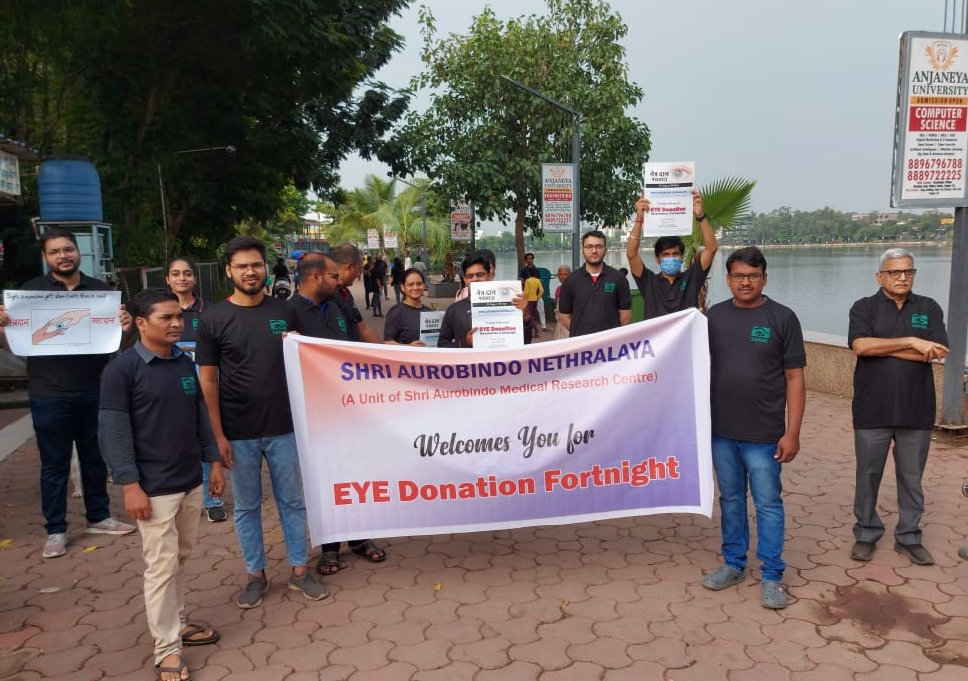 Aurobindo Netralaya organized eye donation camp, eye donation fortnight for public awareness, Sri Aurobindo Netralaya, unit of Eye Institute Sri Aurobindo Medical Research Center, eye specialist Dr. Anand Saxena, Raipur, Chhattisgarh, Khabargali.