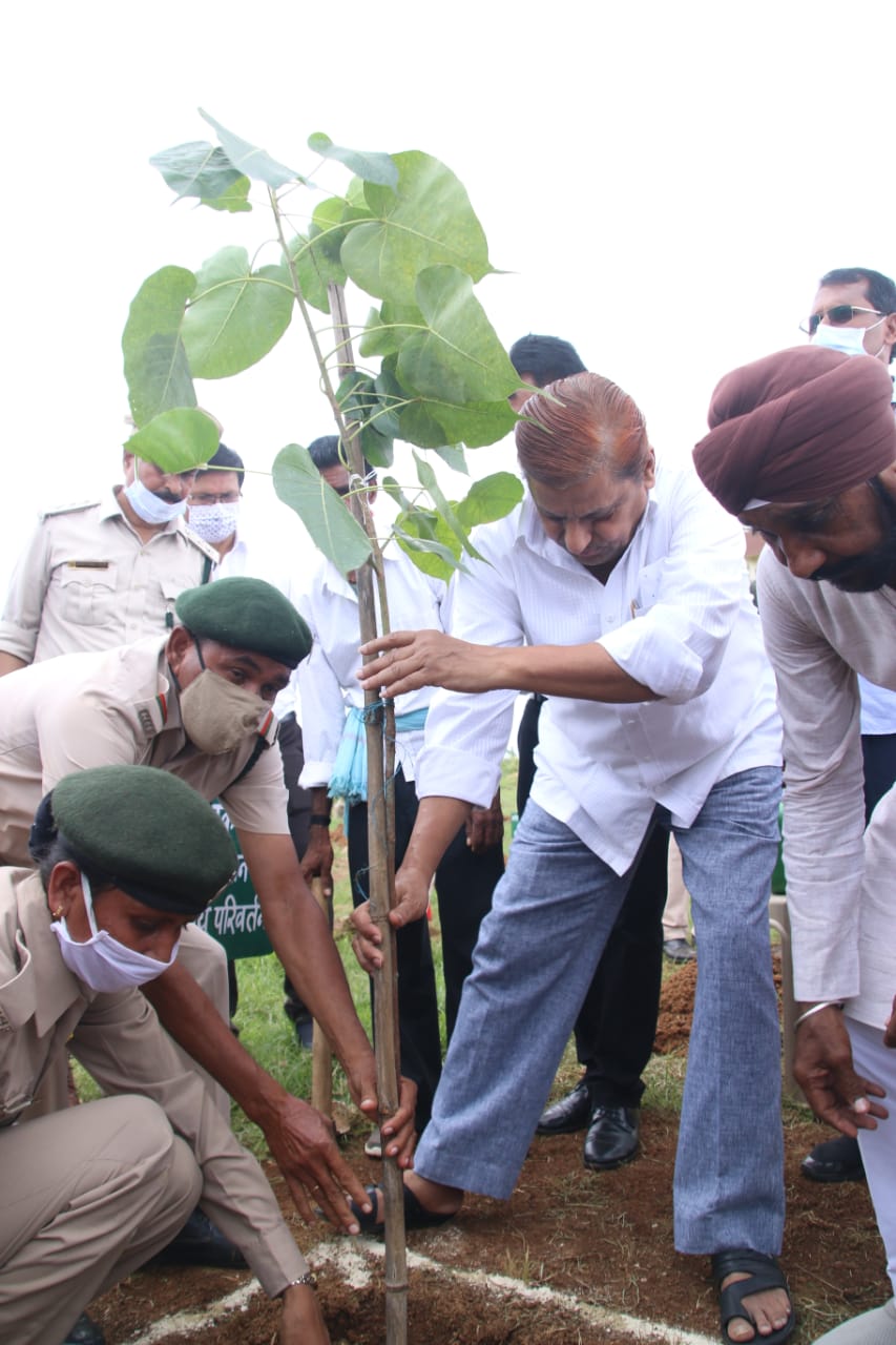 Guru Tegh Bahadur ji, Forest and Climate Change Minister Shri Mohammad Akbar, Police Training Academy Complex Chandkhuri, Van Mahotsav 2021, Chhattisgarh Sikh Society, Minority Commission, Mahendra Chhabra, Principal Chief Conservator of Forests and Chief of Forest Force, Rakesh Chaturvedi, Managing Director, State Small  Forest Produce Association, Sanjay Shukla, Principal Chief Conservator of Forest Wildlife, P.V.  Narasimha Rao, Plantation, Khabargali