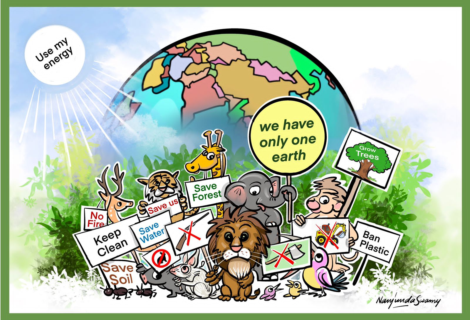 World Environment Day, Only One Earth, All India Cartoon Competition, Cartoon Magazine Cartoon Watch, Ch.  Environment Protection Board, Tryambak Sharma, Mohammad Akbar, Forest and Environment Minister, Chhattisgarh, Manoj Chopra, Jammu, Raghupati Sringeri, Bangalore, Vikram Nayak, Delhi, Badri Purohit, Koppal, Khabargali