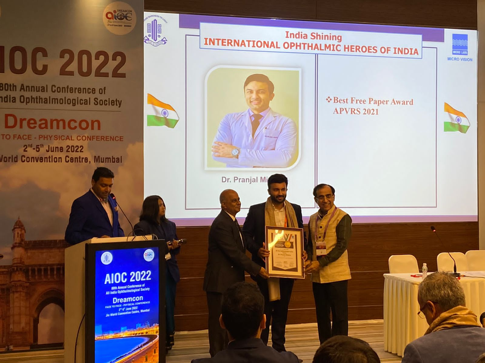 Dr. Pranjal Mishra, Young Eye and Retina Specialist, Raipur, Mumbai, National Association of Ophthalmologists, All India Ophthalmological Society, Research paper on retinal retina, Best Paper Award, Asia Pacific Conference, Life Line Express, Dr.  Dinesh Mishra, Chhattisgarh, Khabargali