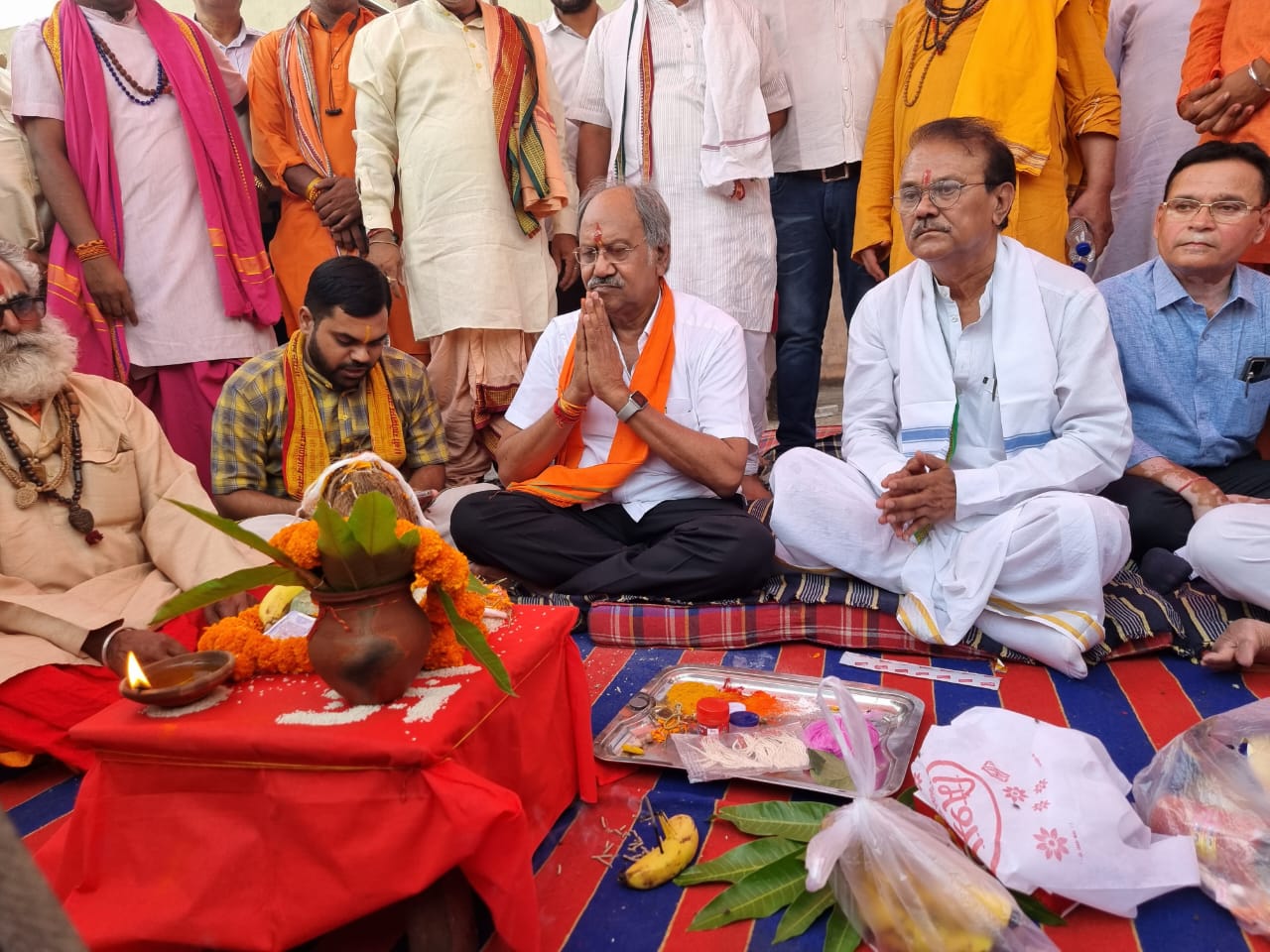 Inauguration and foundation stone laying ceremony of Saryuparin Brahmin Samaj, former minister and MLA Brijmohan Agarwal, Dr. Suresh Shukla, Premshankar Tiwari, Dayashankar Tiwari, Shubham Dubey, Surendra Tiwari, Naveen Dubey, Rajesh Sharma, Shailesh Sharma, Seema Pandey, Kiran Tiwari, Arpana Tiwari  ,Mamta Sharma,Sushma Shukla, Raipur, Chhattisgarh, Khabargali