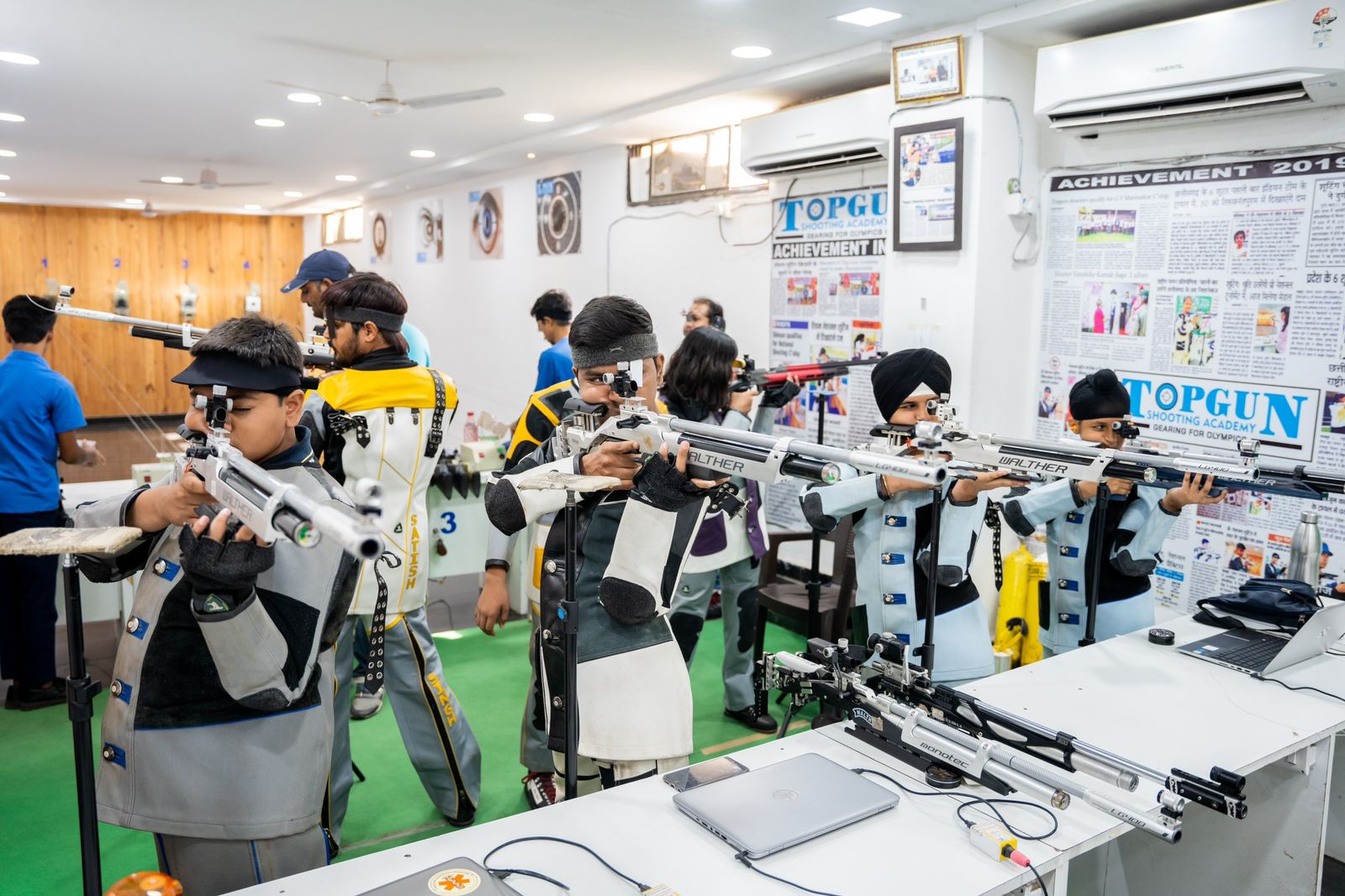 Summer camp of shooting sports of Top Gun Academy at Subhash Stadium, Instructor Gopal Dubey, National-International Shooting Champion, Rifle-Pistol Olympic Grade, Air Rifle, Air Pistol, Chhattisgarh, Khabargali