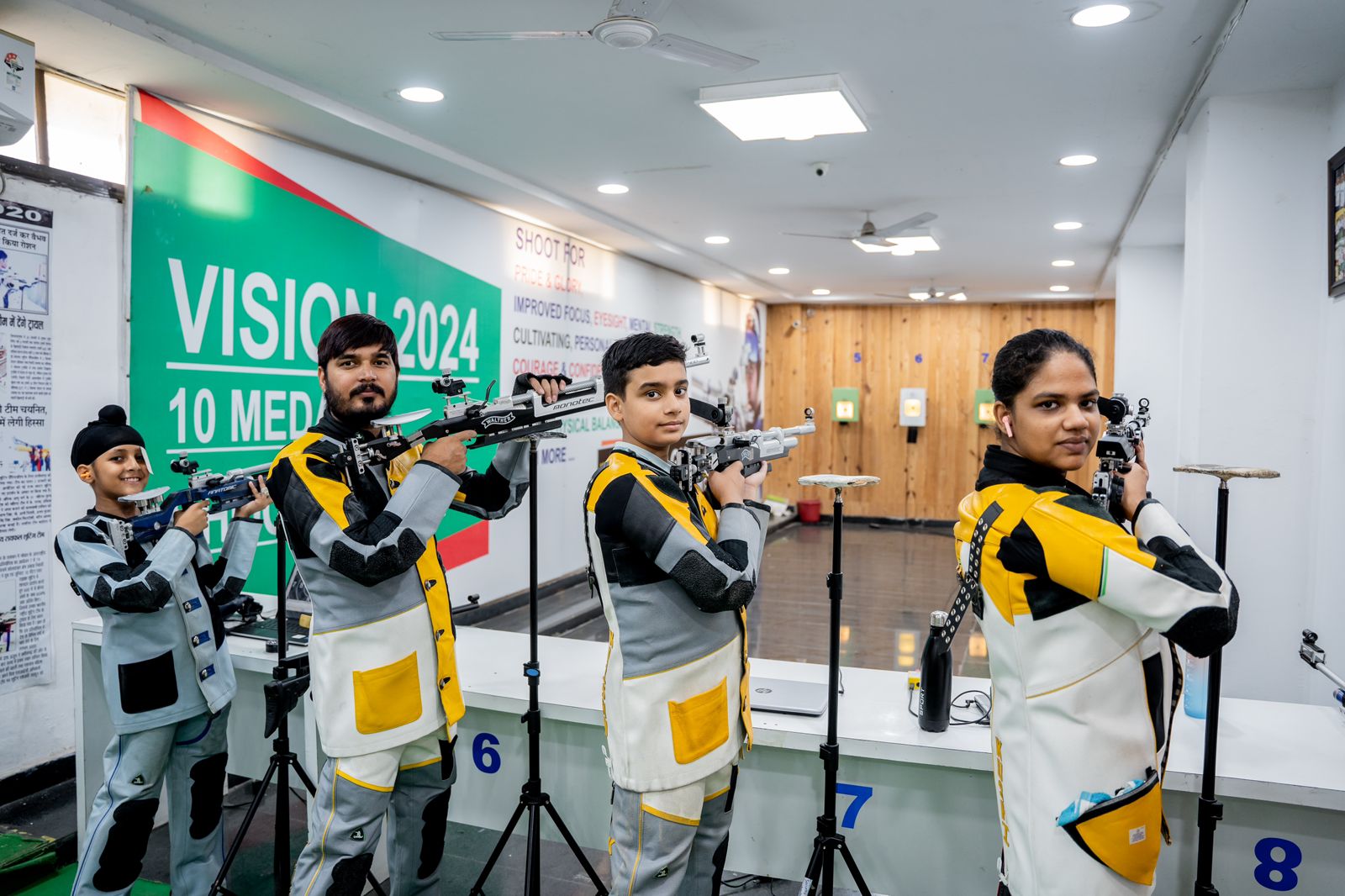 Summer camp of shooting sports of Top Gun Academy at Subhash Stadium, Instructor Gopal Dubey, National-International Shooting Champion, Rifle-Pistol Olympic Grade, Air Rifle, Air Pistol, Chhattisgarh, Khabargali