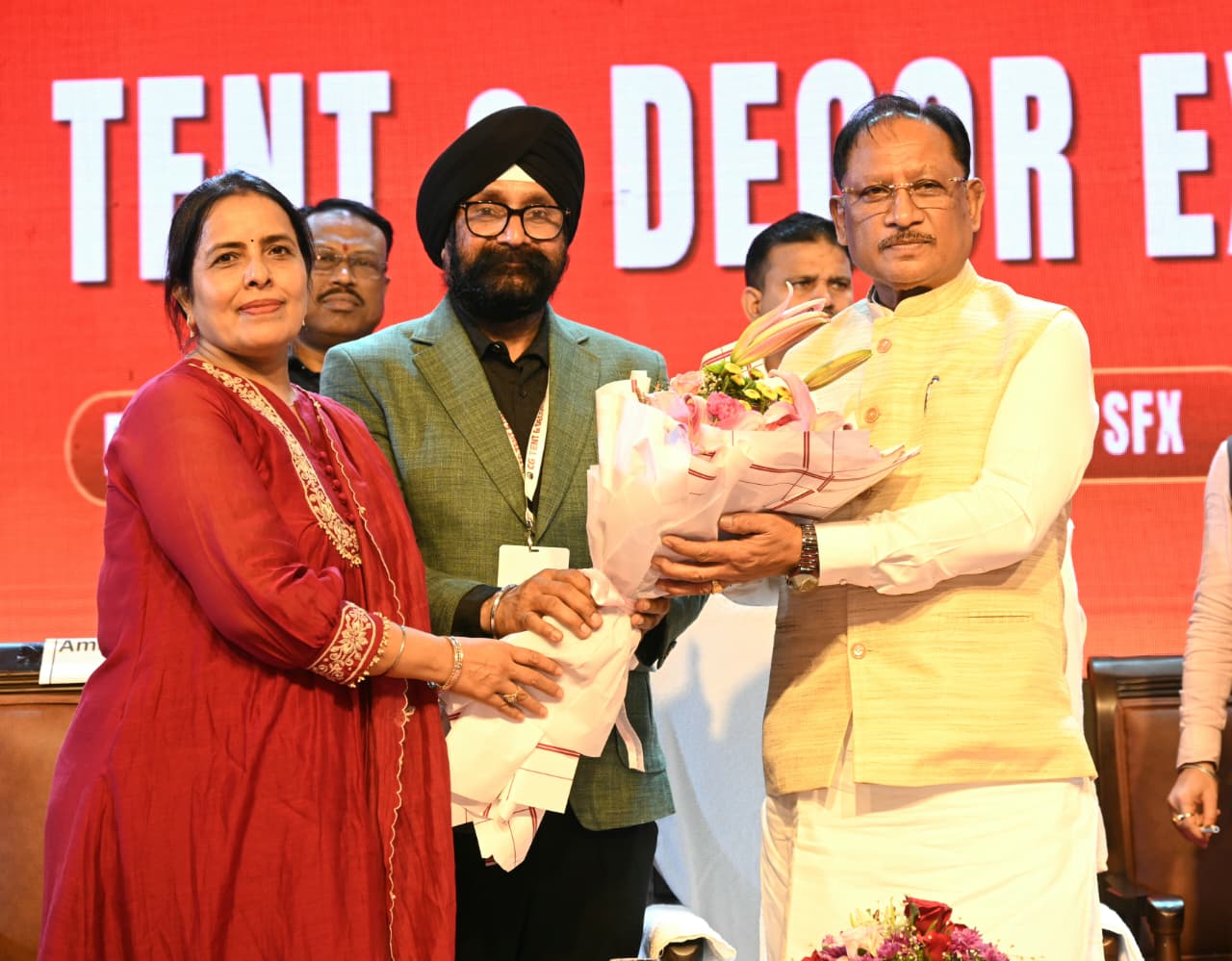 Chhattisgarh, Vishnudev Sai, CG Tent & Decor Expo 2026, Raipur News, New Industry Policy, Investment, Tent Industry, Event Industry, Industry News, Amrit Bharat Station Scheme, Employment, Business, Infrastructure, Chhattisgarh Industry, Chief Minister Vishnudev Sai, Expo 2026, State President Amarjeet Singh Dua, Mrs. Ranjit Kaur Dua, Khabargali