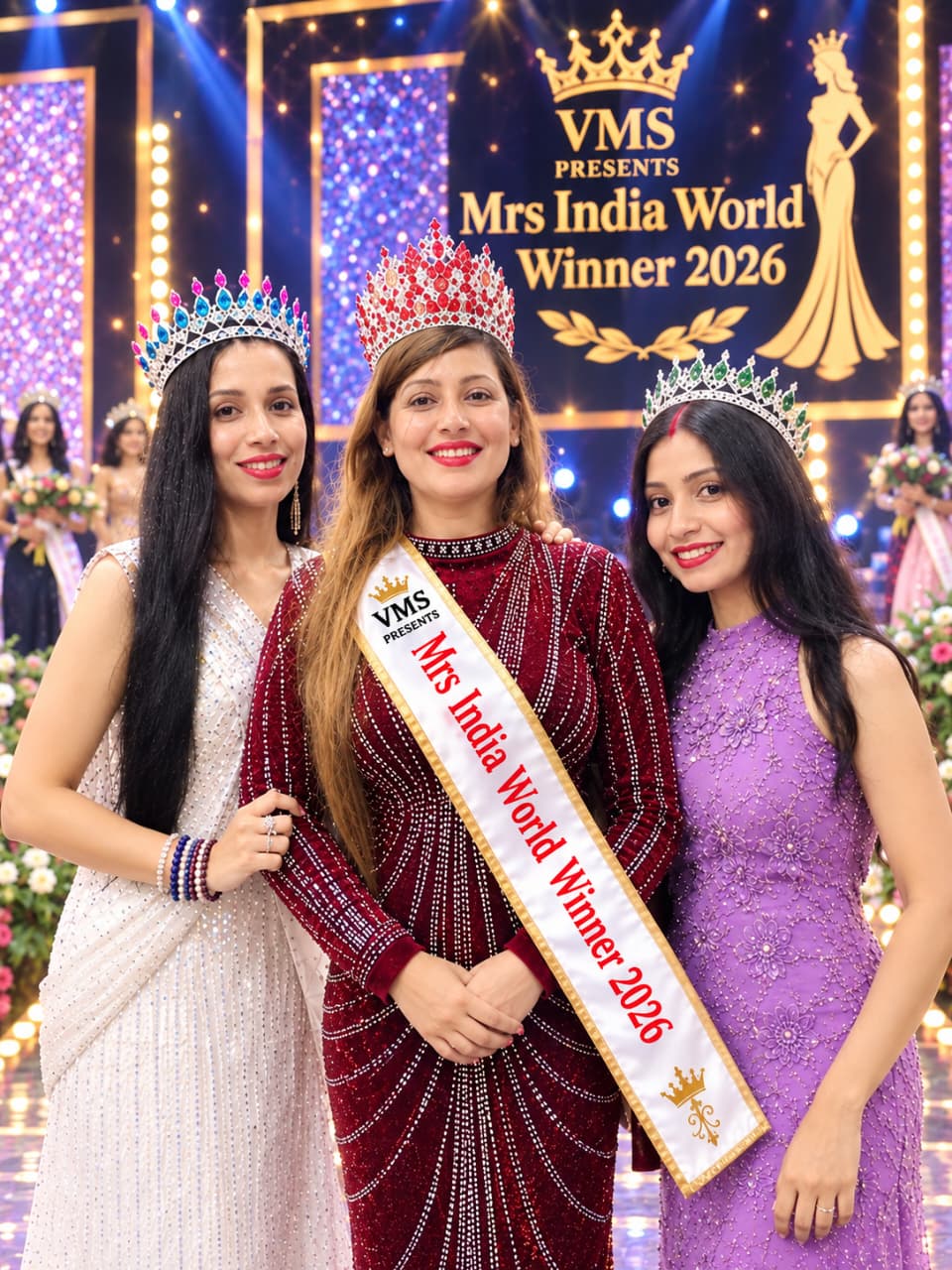 Naini Tiwari of Raipur, Chhattisgarh created history, became Mrs India World Winner 2026, Beauty Contest, Gym Trainer Gaurav, Founder and CEO of VM Management and Securtas, Raipur Jitendra Singh Chaudhary and Organizer Kavita Singh, Khabargali