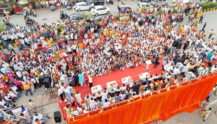 Brijmohan Agrawal's nomination rally looked like a victory procession, huge crowd gathered, Raipur, Chhattisgarh, Khabargali