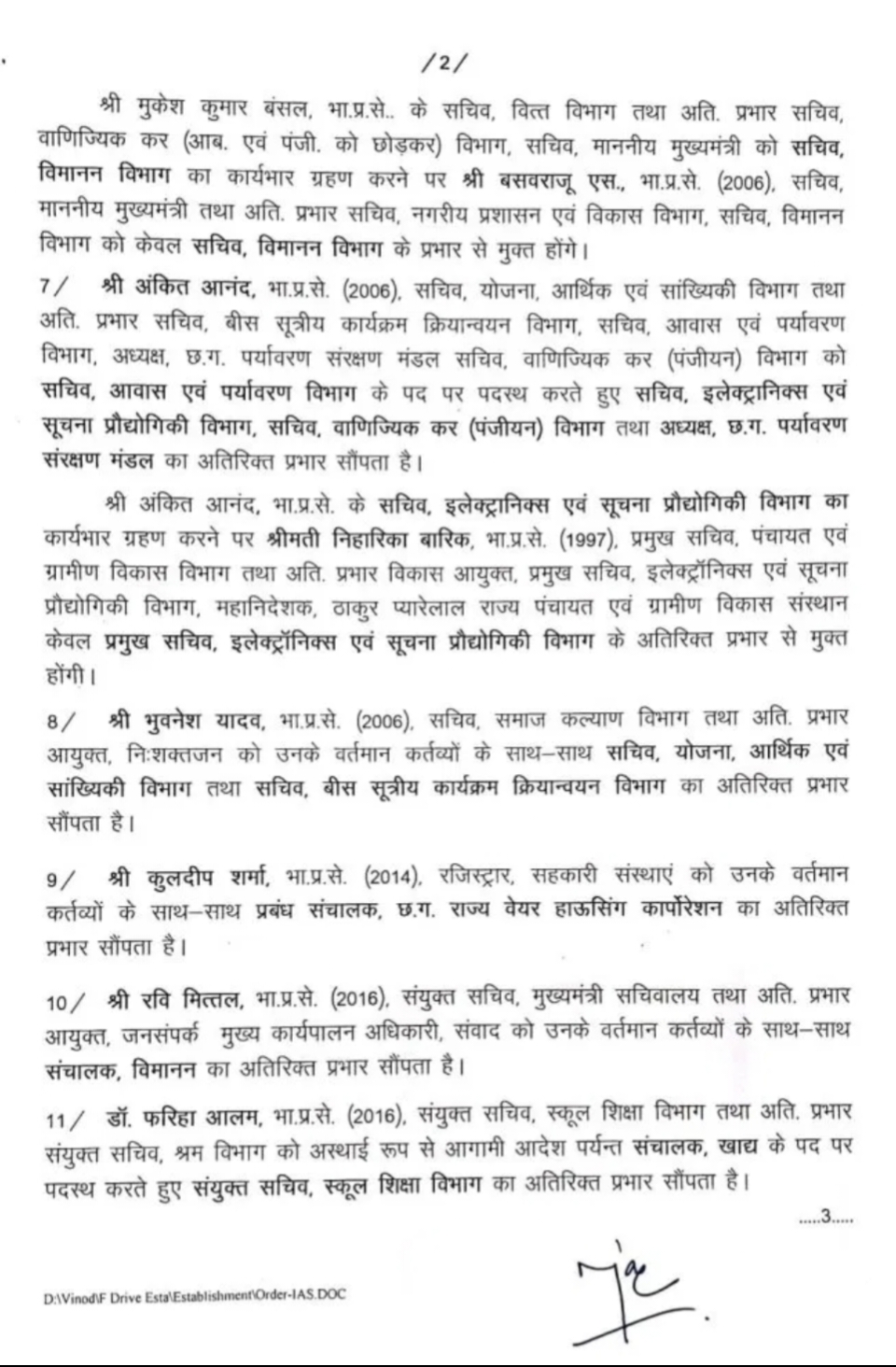 Administrative reshuffle in Chhattisgarh: As soon as the new Chief Secretary Vikassheel took charge, the charges of 14 IAS officers were changed khabargali 