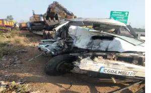 Tragic accident at 2 am on Raipur-Ratanpur highway, trailer hits Scorpio, 4 dead, 1 seriously injured bilaspur chhattisgarh khabargali 