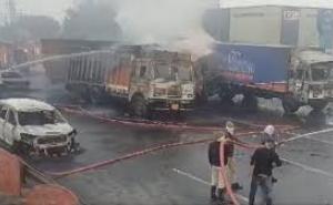 Horrific accident in Rajasthan, 5 people burnt alive, driver badly scorched hindi news big news rajasthan news khabargali 