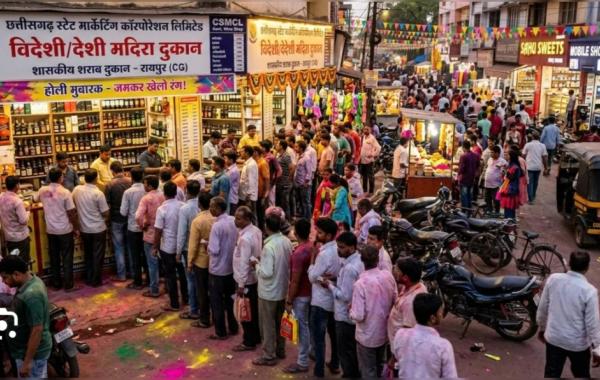 'Madhushala' sets new record in Chhattisgarh: Record-breaking liquor sales on Holi, liquor worth Rs 179 crore sold in 2 days, Excise Department, Raipur, Khabargali