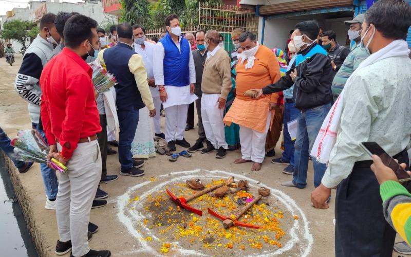 Raipur West Legislative Assembly, Parliamentary Secretary, MLA Vikas Upadhyay, Bhoomipujan of development works, Congress, Raipur, Chhattisgarh, Khabargali