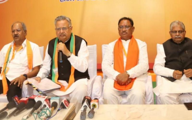 Bharatiya Janata Party, Chintan Shivir, Jagdalpur, former Chief Minister Dr. Raman Singh, Vishnudev Sai, Leader of Opposition Dharamlal Kaushik and former Minister Brijmohan Agarwal, Chhattisgarh, Khabargali