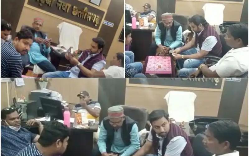 Janjgir-Champa, District Panchayat Bhawan, Yanita Yashwant Chandra, husband Yashwant Chandra, playing cards, gambling den, Chhattisgarh, Khabargali