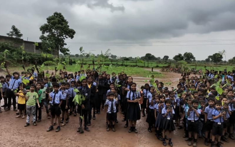 Universal Public School, Saragaon, to make children aware of the environment, Director Bhagwat Sahu, Plantation, Chhattisgarh, Khabargali