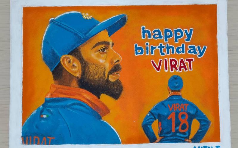 Anjali Chakradhari, Artist, Artist, Rangoli, Anjali Art, Shyamnagar, Raipur, Chhattisgarh, Cricketer, Indian team batsman, Virat Kohli, Birthday, Khabargali