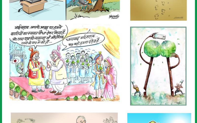 Cartoon magazine Cartoon Watch, Chhattisgarh.  Environment Protection Board, Environment Day, Khabargali