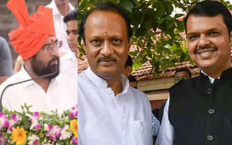 Mahasangram in Maharashtra, split in NCP, Ajit Pawar became deputy CM, 9 ministers of NCP also took oath, Governor Ramesh Bais, Chief Minister Eknath Shinde and Deputy Chief Minister Devendra Fadnavis, khabargali