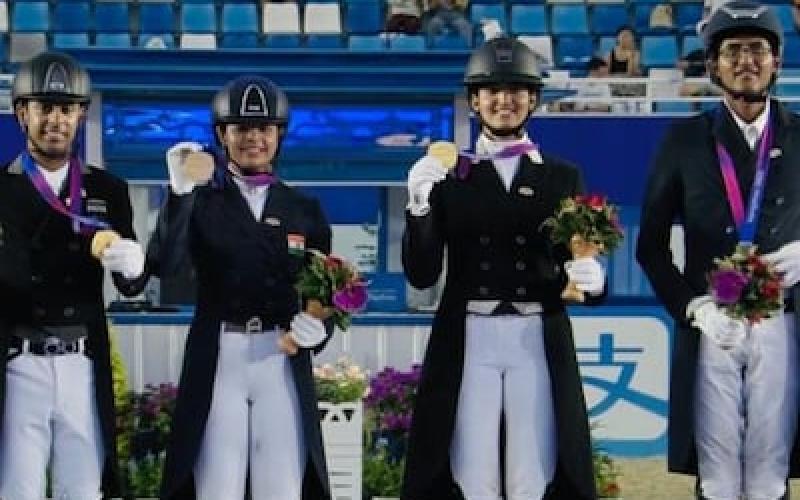 India won team dressage gold for the first time in horse riding.. 17 year old Neha Thakur won silver in sailing, Ali won bronze, Asian Games, India, Tennis, Squash, Khabargali