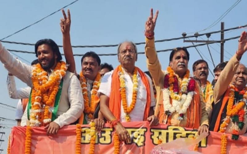 Nomination of BJP candidate, Brijmohan Aggarwal from Raipur South Assembly, Candidate Rajesh Munat from West, Purandar Mishra from North, Motilal Sahu from Rural, Inderkumar Sahu from Abhanpur, Guru Kushwant Saheb from Arang, Anuj Sharma from Dharsiwan, Assembly Election Chhattisgarh, Khabargali.