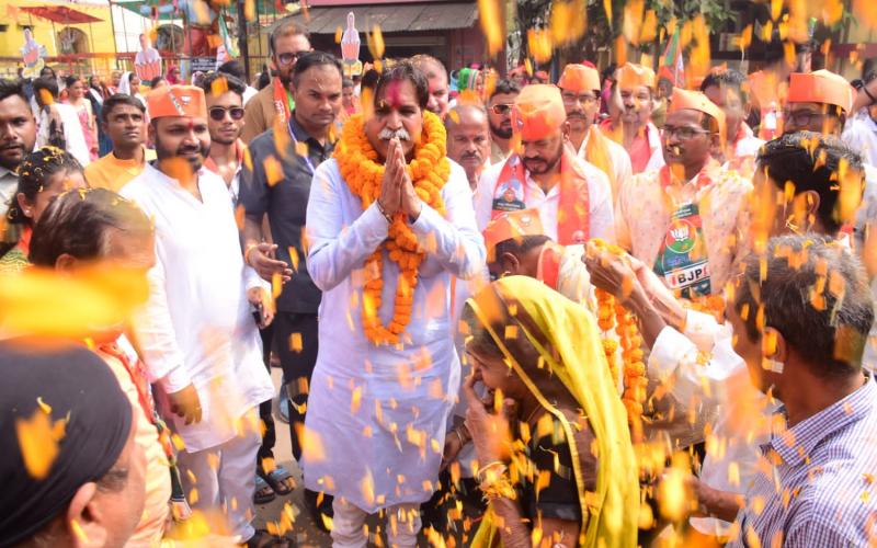 Rajesh Munat, Bharatiya Janata Party candidate from Raipur West, Baba Hatkeshwar Nath ji from Mahadev Ghat, Chhattisgarh Assembly Elections, Khabargali.