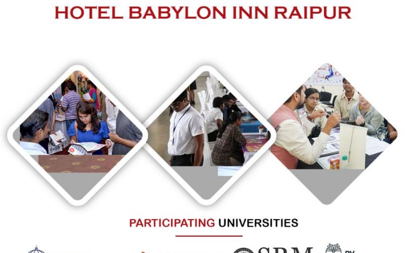 EducatorsIndia, Director Sunil Prajapati, Career Guidance Fair, Hotel Babylon SRM University, Manipal University, Mahindra University, MIT University, Kalinga University, RV University, Anjaneya University, ITM University and ICFAI University, Raipur, Chhattisgarh, Khabargali