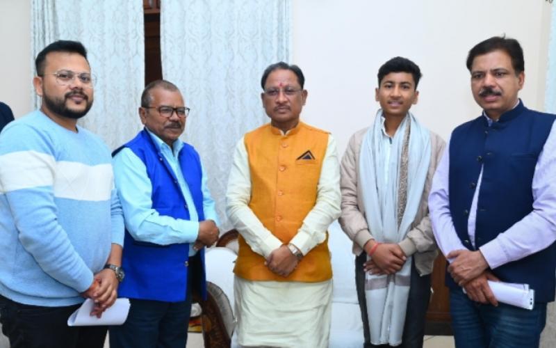 Chief Minister Vishnu Dev Sai, Pahuna, Waterpolo sports player Mr. Abhijeet Raj Soni, Under-19 National Water Polo Competition, Chhattisgarh, Khabargali