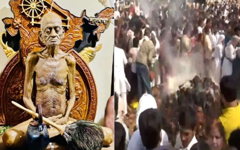 Jain monk Acharya Vidyasagar Ji Maharaj merges into Panchatatva, wave of mourning in the entire country  After taking Samadhi, his body was left on Chandragiri mountain, one of the major religious gurus of Jain community, Dongargarh, Chhattisgarh, Khabargali