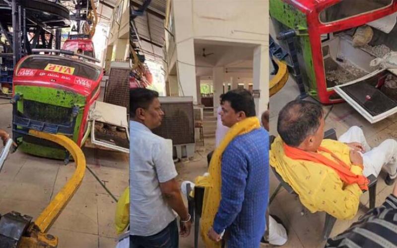 Accident in Dongargarh Maa Bamleshwari temple, ropeway trolley fell down and BJP leader injured hindi news latest News khabargali 