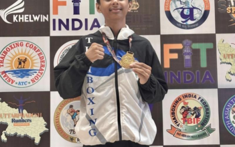 Raipur's Nirved Kashyap won gold, 6th National Thaiboxing Championship 2025, Chhattisgarh, Khabargali