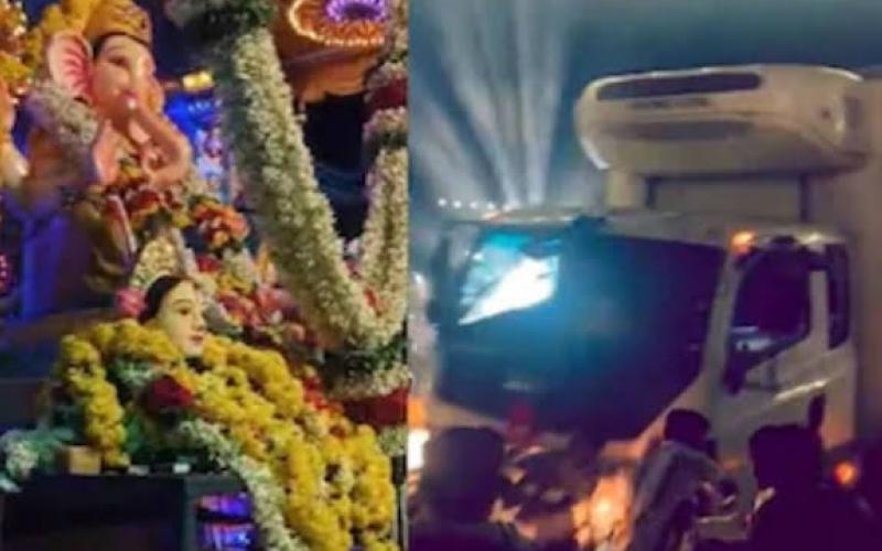 Accident during Ganpati immersion, tanker lorry rammed into the crowd, 9 people died tragically hindi News big news latest News khabargali 