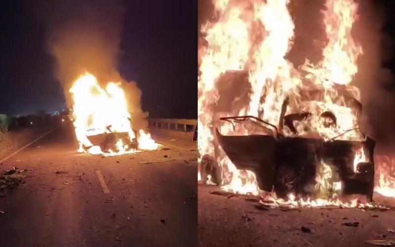 A horrific accident on the Mumbai-Agra National Highway, 4 people died in a collision between a van and a car. Hindi news big News latest News khabargali 