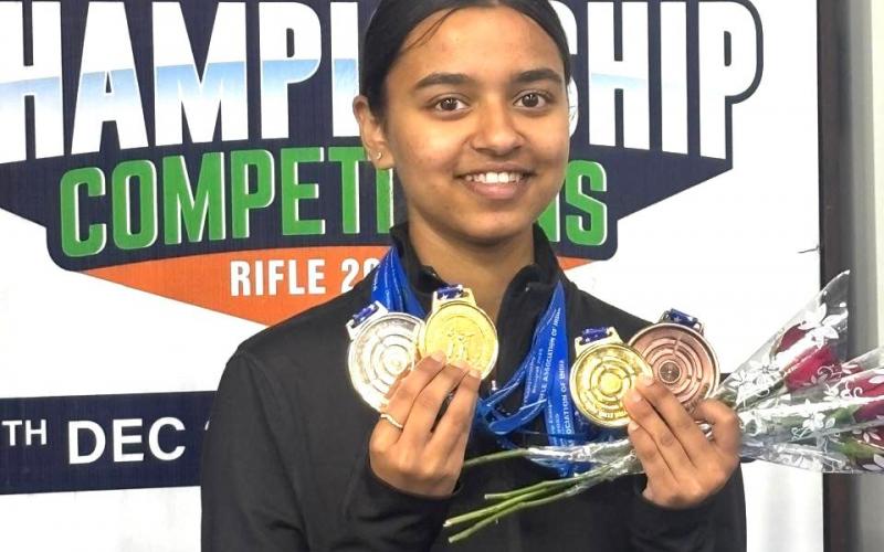 Pranju Somani, a daughter of Chhattisgarh, made history by winning 4 medals at the National Shooting Championship, breaking a 25-year drought and setting a national record in shooting.  The 68th National Shooting Championship was held in Bhopal, Madhya Pradesh.  She trains at the Top Gun Academy located at Subhash Stadium in Raipur, under coach Gopal Dubey, Khabargali