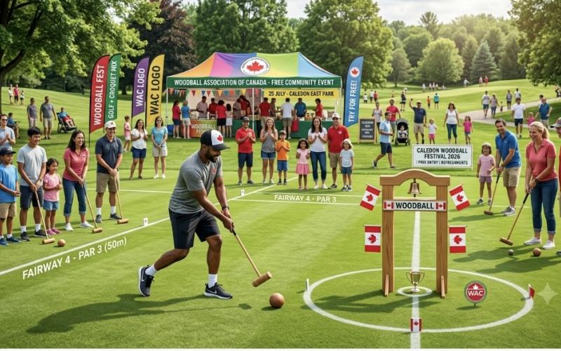 Woodball is a blast: A fun mix of golf and croquet, a free opportunity to play in Canada on July 25th. Outdoor sport: wooden ball, mallet, and excitement on the lush green grass. Jagdeep Sacha, President of the Woodball Association of Canada, Caledon, Canada, Khabargali 