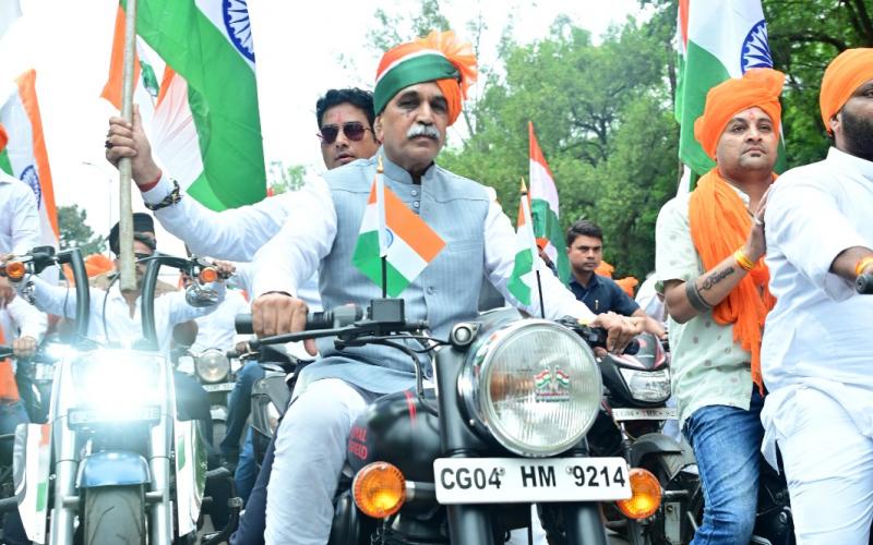 Raipur Tiranga Yatra, Tiranga Yatra 14 August 2026, Raipur Tiranga Yatra Route, Bharat Mata Chowk Raipur, MLA and former Cabinet Minister Rajesh Munat Tiranga Yatra, Independence Day Raipur, Raipur Bike Rally, Bharat Mata Aarti and presentation of Lokrang Arjunda, Chhattisgarh, Khabargali