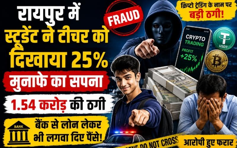 1.54 crore USDT fraud in Raipur, crypto fraud, Raipur cyber crime, student cheats teacher, Chhattisgarh, Khabargali