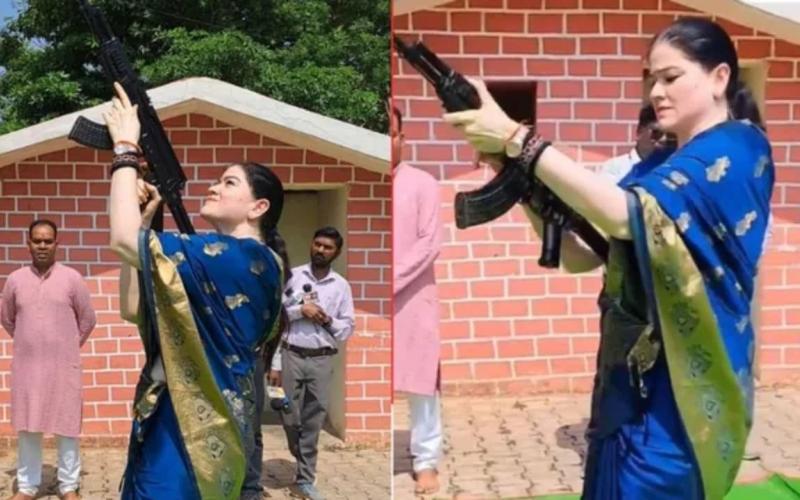 SP Ankita Sharma receives notice from PHQ; video of her firing an AK-47 into the air on Vijayadashami had gone viral rajanadgaon news hindi news 