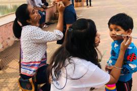 Neki Kar Foundation, Republic Day, tricolor tattoo in face, Telibandha pond, Marine Drive, Magnito the Mall, Raipur, Chhattisgarh, Khabargali