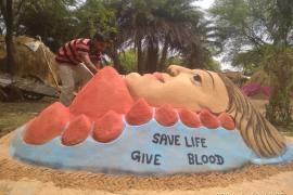 Hemchand sahu, sand artist, blood donation, khabargali