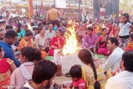 Havan Puja on Ashtami in Devi temples, Ashtami date of Chaitra Navratri, Mahamaya temple located in old colony, Akashvani Kali temple, Kankali temple, Amapara Sheetla temple, Banjari Mata University, Raipur, Chhattisgarh, Khabargali