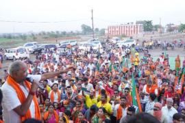 Brijmohan's road show in Raipur Rural Assembly on the last day of Lok Sabha election campaign, Raipur, Chhattisgarh, Khabargali