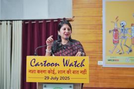 We have to save the form of nature from getting destroyed by intoxication and moving towards perversion: Dr. Varnika Sharma, Cash prizes of twenty thousand rupees were awarded in the on the spot cartoon competition organised by Cartoon Watch and Social Welfare Department, CSIDC Chairman Rajiv Agarwal, Child Protection Commission Chairperson Varnika Sharma, Apex Bank Chairman Kedar Gupta and Minority Commission Chairman Amarjeet Chhabra, Cartoon Watch Editor Tryambak Sharma, senior cartoonist and artist Ajay