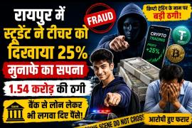 1.54 crore USDT fraud in Raipur, crypto fraud, Raipur cyber crime, student cheats teacher, Chhattisgarh, Khabargali