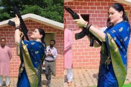 SP Ankita Sharma receives notice from PHQ; video of her firing an AK-47 into the air on Vijayadashami had gone viral rajanadgaon news hindi news 