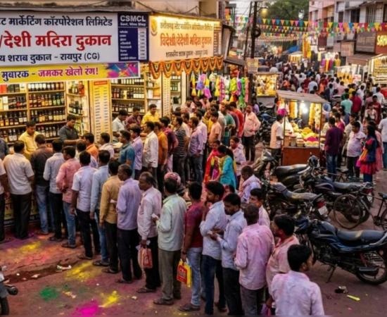 'Madhushala' sets new record in Chhattisgarh: Record-breaking liquor sales on Holi, liquor worth Rs 179 crore sold in 2 days, Excise Department, Raipur, Khabargali