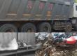 A high-speed truck crushed bike riders on the Abhanpur-Rajim road, killing three on the spot. Hindi News latest News khabargali 