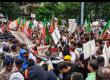BJP and Congress workers clashed during the gherao of Rajiv Bhawan, hurling slippers, bottles, and pieces of wood at each other. Hindi news latest news khabargali 