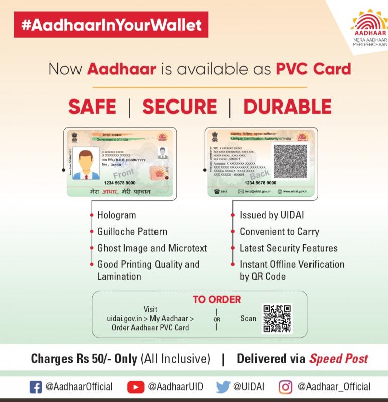 Aadhaar Card, Polyvinyl Chloride Card, PVC, UIDAI, Security Features, Hologram, Guilloch Patten, Ghost Image, Microtext, ATM Card, Debit Card, Credit Card, Print, News