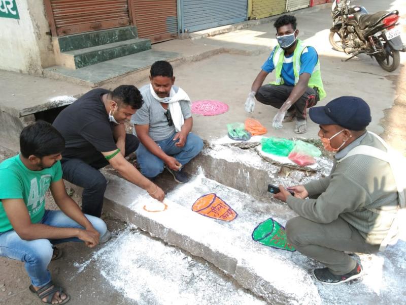 Kali Mata Ward, Councilor, Amitesh Bhardwaj, Nukkad, Garbage, Rangoli, Raipur Municipal Corporation, Chhattisgarh, Khabargali